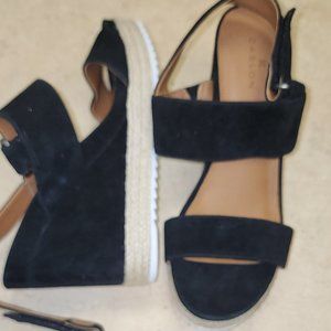 Caslon Black Suede Wedge Sandals
